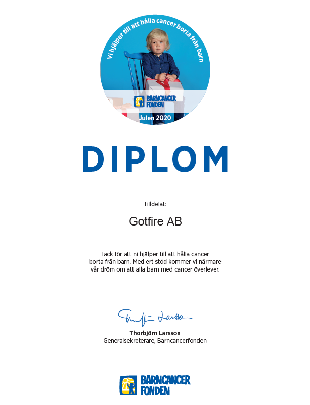 Gåvobevis Barncancerfonden